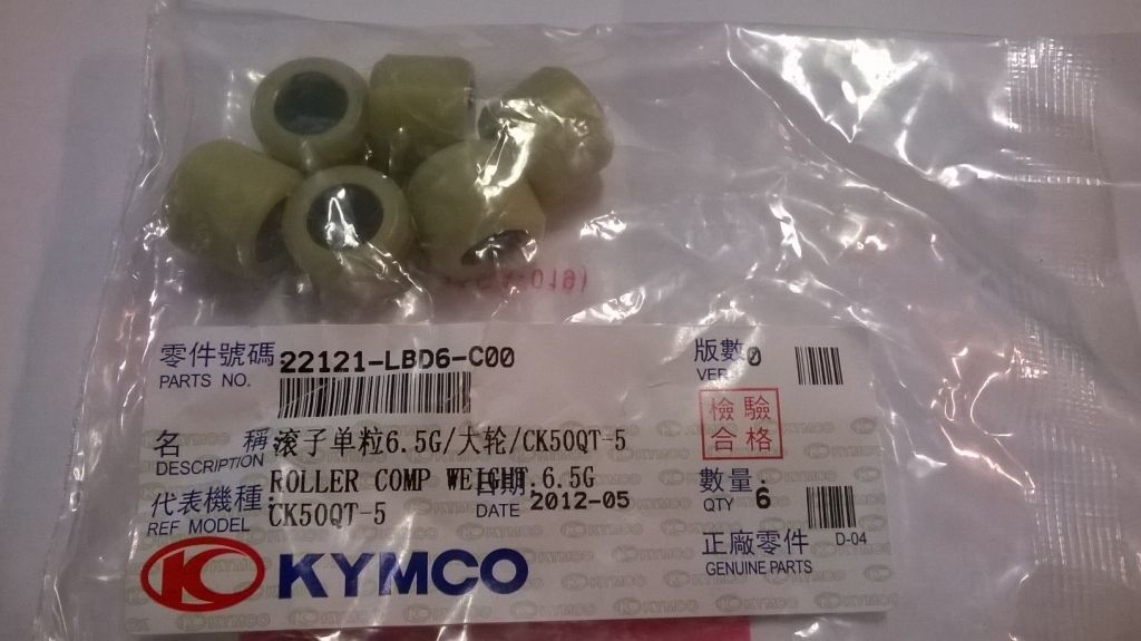 22121LBD6E00 22121LBD6E00 WEIGHT ROLLER COMP 6.5gr Kymco Wrooom.dk